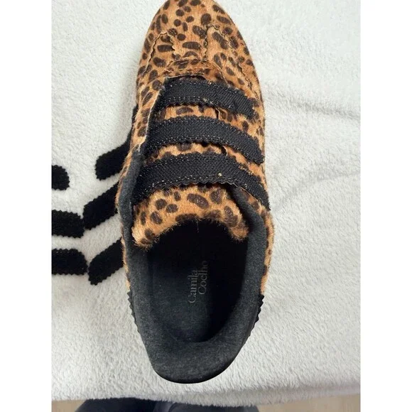 Camila Coelho Bastion Leopard Sneaker Sz 9.5 Tripple Strap Gum Sole - Picture 8 of 10